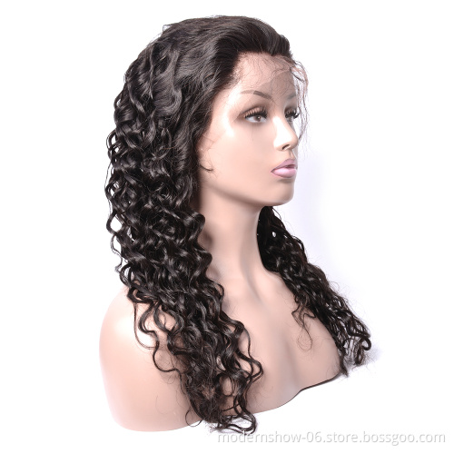 High Feedback Virgin Hair Wigs Vendors Water Wave Full Lace Human Hair Wig